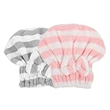 MUCKLILY 2 Stück Pack Mikrofaser Haartrocknungshaube Saugfähiges Haartrockentuch mit Doppellage Schnell Trocknender Haarturban für Frauen Leicht und Reisetauglich