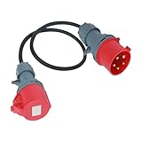 CEE Adapter 32A auf 16A, WDKXCN 1M Camping Stromadapter, 5-Polig Camping Stecker Adapter, 5x2,5mm² Starkstromkabel 16A, IP44 CEE Kabel für Industrie, Werkstätten, Baustellen, Landwirtschaft, Märkte