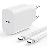 iPhone 15 Schnellladegerät, 20W USB C Ladegerät für Apple iPhone 15/15 Pro/15 Pro Max/15 Plus, iPad Pro 12.9/4/3th/Air/Mini/6 Gen, iPad Ladestecker Power Adapter Netzteil mit 2M Typ C Ladekabel Lang