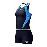 Speedo Damen Hyperboom Splice Tankini | Schnell trocknende Schwimmbekleidung | Schwimmtraining | Fitness Schwimmbekleidung, Lagoon Blue/Celeste, 32