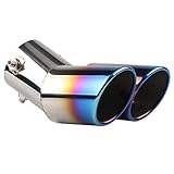 ETOPARS 63mm Auspuffblende Auto Universell Auspuff Schalldämpfer Endrohr Edelstahl Auspuffrohr Endschalldämpfer Auspuffendrohr Doppel Auslass Biegen Blau