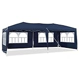 ZBAOLTO 3x6 Pavillon Faltpavillon, Gartenlauben Partyzelt mit UV-Schutz, Wasserdicht Stabil mit 6 Seitenteilen, Gartenpavillon für Hochzeiten Pavillon für Garten, Party, Festival (Blau)