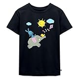 Spreadshirt KiKANiNCHEN Kaninchen Reitet Auf Elefant Kinder Premium Bio T-Shirt, 110/116 (4 Jahre), Navy