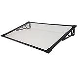 TrutzHolm® Aluminium Vordach Haustürvordach Pultvordach 150 x 90 cm Schneelast 95kg | Polycarbonatplatte | nach Auswahl (120x80 cm, schwarz)