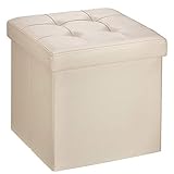 JXIPANUL Kunstleder-Faltbarer Aufbewahrungs-Ottomane, Sitzhocker, Sitzhocker, Fußstütze, Organizer, Box, Hocker, Brustsitz für Zuhause und Büro, 38 x 38 x 38 cm (15 x 15 x 15 Zoll)