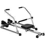 HOMCOM Rudergerät für die Wohnung, faltbar, 3 Widerstandsstufen, LCD-Display, multifunktional, ABS-Kunststoff, Schwarz / Grau