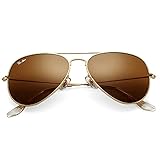 Pro Acme Sonnenbrille Herren Damen Klassische Pilotenbrille Glaslinse Fliegerbrille Unisex Piloten Sonnenbrille (Gold Rahmen/Braun Linse)