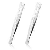 JJUNW 2 Stück Stempel Pinzette, Edelstahl Flach Breit Pinzette Universal Pinzette Briefmarkenpinzetten Philatelie Sammlerwerkzeuge für Briefmarken Dokumente Fotoentwicklung
