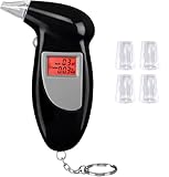 JDXun Alkoholtester, Alkoholtester Polizeigenau mit 5 Mundstücke, tragbarer Promilletester, Professioneller Alkoholmessgeräte mit LCD-Display für Privaten Professionellen Gebrauch zu Hause