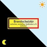 PERMALIGHT power langnachleuchtend Feuerwehrschild Brandschutztür verkeilen..., Aluminium, 210x74mm, DIN 4066