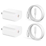 iPhone-Ladegerät, 2 Stück, 20 W, PD, USB-C-Adapter und 1,8 m langes USB-C-auf-Lightning-Kabel, iPhone-Ladegerät, Schnellladung, kompatibel mit iPhone 14, 13, 12, 11 Pro Max, XR, XS, X, i Pad mehr