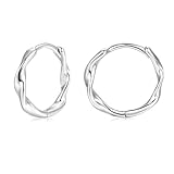 Loutade Creolen Silber 925 Klein, 925 Sterling Silber Twisted Huggie Ohrringe, Hypoallergen Creolen Silber 925 Kleine Leichte Schlafen Knorpel Kreis Endless Kreolen Ohrringe für Damen Frauen