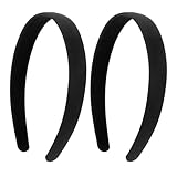 IANFAN 2 Stück Satin Haarreifen, 2cm Breit Schwarz Einfaches Haarreif Dünn Stirnband Modisches Haarreifen Head Bands Black Satin Headband DIY Einfach Einfarbige Haarreif Kopfschmuck für Mädchen Damen