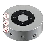 KAMINIO Knister Lautsprecher Moritz - Kraftvolle Soundbox mit Kaminfeuer-Tönen, Bluetooth, AUX, Mikrofon, Akku - Silber