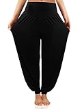 Cegerne Modal Harem Yoga Pilates Tanz Hosen Super Weich Pumphose Spandex Pluderhose Aladinhose, Schwarz, M