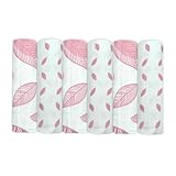 MuslinZ Mulltücher für Babys, 6 Stück, Bambus- und Bio-Baumwoll-Mischung, Premium-Musselintücher, 70 x 70 cm, großes Spucktuch für Babys, Neugeborene Essentials für Babys (rosa Blätter)