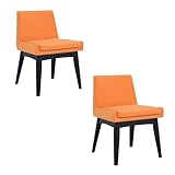 Gastroyou Loungestuhl Polsterstuhl Cocktailsessel Chano Orange Beine Massivholze - 2er Pack