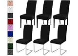 Stuhlhussen 6er Set Stuhlbezüge Moderne Stretch Stuhlhussen Universal Husse Abnehmbare Stuhlbezug Waschbarer Abdeckung Esszimmer Dekoration Spannbezug,für Hotel und Hochzeit Partys(6er Set, Schwarz)-C