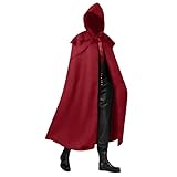 DUHENWU Mittelalter Umhang Herren Zauberer Kostüm Kleidung Wikinger Vintage Kostüme Renaissance Steampunk Kapuzenumhang Retro Gothic Cosplay Mantel Einfarbig Party Outfit Streetwear