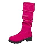 Generisch Damen Stiefel Herbst Winter Mittelschaft Reiterstiefel Elegante Kurzschaftstiefel Mit Blockabsatz Für Frauen Modische Chelsea Boots Büro Business Abendessen Date Night 35-42 (Pink,35)