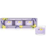 Yankee Candle Duftkerzen Geschenkset | Lemon Lavender Gefüllte Votivkerze | Sojamischung Wachsmischung | 3 Stück