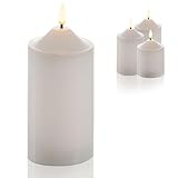 Schlaraffenland 3D LED Kerzenstumpen VELA mittel | 7,5x17,5 cm | weiß | Echtwachs | led kerzen | led kerzen mit timerfunktion | led kerzen flackernde flamme