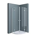 doporro Duschkabine 90x90 viertelkreis Dusche Duschabtrennung ESG-Sicherheitsglas Klarglas inkl. Easy-Clean-Beschichtung Ravenna02K