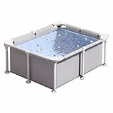 Easnuroz 150-300cm Rahmen Pool Rechteckiger Oberirdischer Pool Aus Metall Garten-Aktivitäts-Schwimmbecken Für Erwachsene - 3-Schicht-PVC-Laminatmaterial, Inklusive Reparaturflicken(221 * 150 * 43cm)