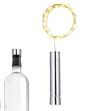 Weinflaschen-Lichterkette – batteriebetriebene LED-Korkenlampe aus Kupferdraht, 2 m, flexibles warmes Leuchten mit Timer-Funktion | Elegante Glasgefäß-Dekoration für die Präsentation von Hochzeitstisc