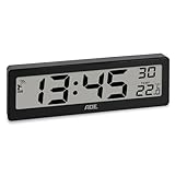 ADE Digitale Funkuhr Wohnzimmer mit Temperaturanzeige | sehr große Ziffern | gut ablesbares Display | schwarz