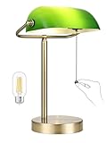 Newrays Traditionelle Green Glass Banker Schreibtischlampe mit Pull -Kettenschalter -Stecker in Einrichtung