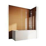 SONNI 130x130cm Duschabtrennung für Badewanne 3-teiliges faltbares Design 6mm Nano-Glas Faltbar Badewannenaufsat Duschabtrennung
