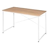 WOLTU TSB08hei Schreibtisch Computertisch Büromöbel PC Tisch Bürotisch Arbeitstisch aus Holz und Stahl, ca.120x60x70 cm, Hell Eiche + Weiß