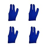Sinsilvie 4 Pcs Atmungsaktive Billard Handschuh Rechts, 3 Finger Billiard Glove,Billard Snooker Queue Handschuhe für Frauen Männer, Billard Shooters Sport Zubehör,Blau & Schwarz(4Blue)