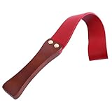 Ylucky Paddelpeitsche aus Leder mit rutschfestem Holzgriff, 47 cm, Reithilfe für Pferdetraining (rot)