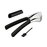 Knoblauchpresse Set | mit Reinigungsbürste und Silikonschäler,Edelstahl Knoblauchpresse Zum Zerkleinern | für Salat Suppe Kochen Grillen