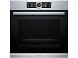 Bosch HSG636BS1 Serie 8 Einbau-Dampfbackofen, 60 x 60 cm, 1 L Wassertank, Made in Germany, EcoClean Direct Reinigungshilfe, Bosch Assist Backeinstellung auf Knopfdruck, 4D Heißluft Backen auf 4 Ebenen