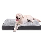 Jaspuriea Orthopädisches Hundebett Grosse Hunde mit Wasserdichtem Abnehmbarem Bezug, Rutschfestem Waschbar Hundebetten, Deluxe-Flanell Bequeme Hundekissen, Grau, 105x70x10 cm