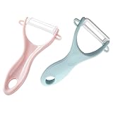 Digead Sparschäler, Universalschäler, Kartoffelschäler, Keramik-schäler für Obst und Gemüse- Hellrosa + Hellgrün