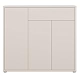 Forte Alice Springs Schuhschrank 100 110, moderner Schuhschrank mit viel Stauraum, 3-türig, 1 Schublade, Holzwerkstoff, Kaschmir Beige, 109,2 cm breit x 99,1 cm hoch x 34,9 cm tief
