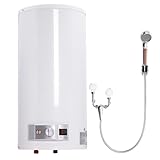 50L Elektro Warmwasserspeicher Boiler Horizontal Boiler Heizung Emaillierter Stahlbehälter IPX4 mit LED-Digitalanzeige für Küche,Bad 2000W