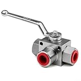 Hydraulisches Absperrventil, 3-Wege-Hochdruck-Hydraulik-Kugelhahn, 7250 PSI für NPT 1/2 Kohlenstoffstahl, Öl, Gas, Wasser, industrielle Rohrleitung, manuelle Steuerung für (NPT3/8)