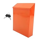 Toddmomy Eisen Briefkasten zum Aufhängen Außen Wetterfeste Vintage Postbox mit Großem Fassungsvermögen Abschließbar Rustikaler Vorschlagskasten für Haushalt und Büro Orange