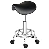 Bonnlo Ergonomischer Sattelhocker, Rollhocker, Bürohocker 47–62 cm Höhenverstellbarer Massagehocker, 360° drehbar für Schönheitssalon, Spas und Büro (Schwarz)