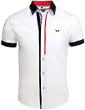 Carisma Casual Herren Kurzarmhemd Freizeit/Business Hemd Kontrast Hemd Slim-Fit mit Kentkragen 9007 Weiss L