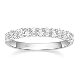 Titaniumcentral Eternity Ring Damen Silber 925 Schmal Vorsteckring Rund Baguette Zirkonia Ewigkeitsringe Eheringe Memoire Ringe (Silber,49 (15.6))