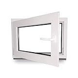 Kellerfenster - Kunststoff - Fenster - innen weiß/außen weiß - BxH: 50 x 40 cm - 500 x 400 mm - DIN Links - 2 fach Verglasung - 60 mm Profil