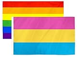 90x150cm Regenbogen Flagge und Pansexual Pride Flagge - LGBT Flagge für Pride-Events