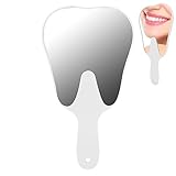 Agatige Zahnförmige Zahnspiegel, süßer tragbarer Handspiegel mit Make -up -Spiegel Patientspiegel für Zahnarztdekorationen Oral Clinic Salon Barber (weiß)