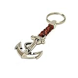 Schlüssel-Anhänger Schlüsselring Anker an Lederband, 7 cm Plus Ring 2,5cm